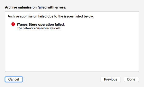 Itunesconnect failed